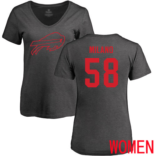 NFL Women Buffalo Bills #58 Matt Milano Ash One Color T Shirt
